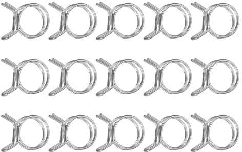 sourcing map 15Pcs 18mm/0.71inch Inner Dia Double Wire Spring Hose Clamp, Stainless Steel Adjustable Spring Clips for Hose Fuel Line Silicone Tube Water Pipe Air Pipe