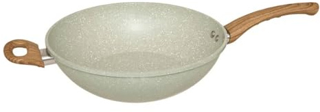 5Five - Wok Vert en Aluminium et Bakelite - 32cm - 32,5x11,6x51,5cm - Accessoire de Cuisine, Cuisson