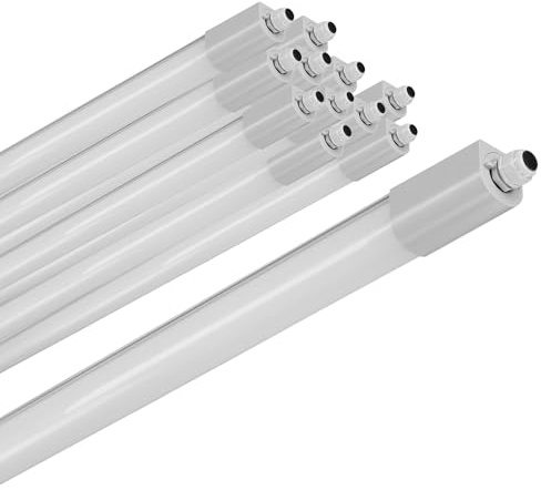ELG Leuchten LED Feuchtraumleuchte 120cm 12er Set 17W/33W 2100lm/4000lm | 6500K, Leistung umschaltbar IP66 wasserfest, Garagenbeleuchtung Werkstattlampe Kellerleuchte
