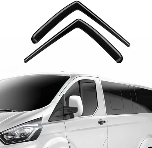 GEARMONSTER Windabweiser kompatibel mit Ford Tourneo Custom/Transit Custom 2012–2024 Autofenster Regenschutz Regenabweiser Integrierte Deflektoren Integrierter Windabweiser, 2 Stück, Schwarz