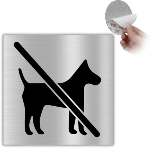 LEIASA | Schild Hunde Verboten - 10x10 cm - Aluminium - Tiere Nicht Erlaubt | Hinweisschild Hundeverbot, Türschild Keine Hunde, Aufkleber Vierbeiner Draußen Bleiben, Warnschild Leinenpflicht Zone