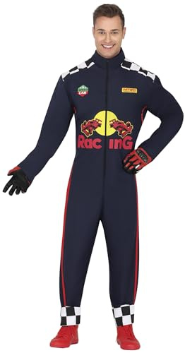 FIESTAS GUIRCA | Raceförardräkt för vuxna (48–50/M) - tävlingsjumpsuit - motorsport och hastighetskostymer för karneval och maskeradfester - herr - marinblå