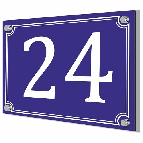 KIWISTAR UG - 297x210mm Hausnummerschild aus 3,2mm PVC selbstklebend - blau weiss - Schilder selbst gestalten mit Hausnummer - Türschild - mit Gravur - UV und wetterfest