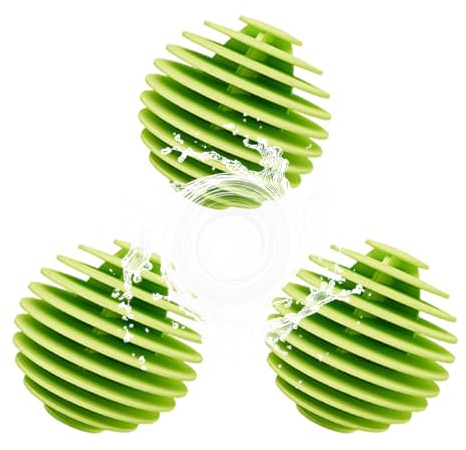 Waschball für Waschmaschine, 3 Stück Trocknerbälle für Wäschetrockner, Wiederverwendbare Wäschebälle, Waschkugel für Flüssigwaschmittel, Verhindert Verheddern Weichspüler Ersatz, Große (Grün)