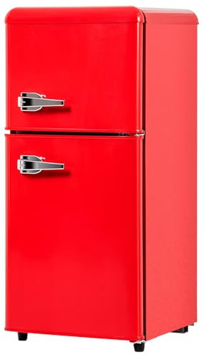 Frigorífico Con Congelador 22L,Combinación De Frigorífico-Congelador 60L,86,8Cm De Alto,45,5Cm De Ancho, Diseño De Doble Puerta,102Kwh/Año,7 Ajustes De Temperatura,Iluminación LED,Red