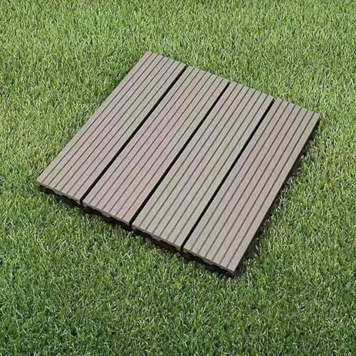 Baldosa de piso entrelazada for exteriores, baldosa de madera y plástico, suelo interior, balcón, alfombra cuadrada, decoración de Patio, 1 unidad(Grigio)