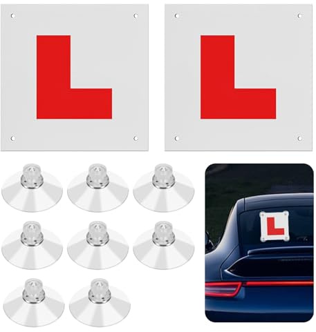 2 Pack Reflective Magnetic L Plates for Car | Removable Magnetic Learner Driving L Plates with 8 Suction Cups, Reflective At Night, Safe Driving, for Car Learners (L)