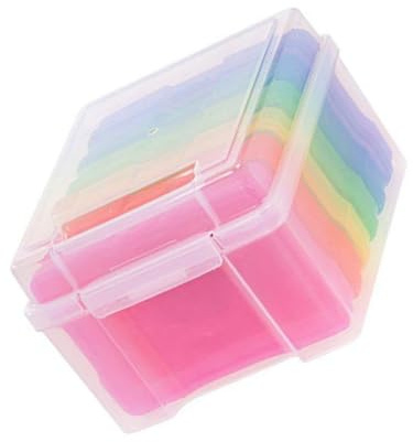 PAMINGONO Boîte de Rangement Photos et Cartes Plastique Transparent avec Couvercle et Séparateurs Organiseur Léger pour Cartes de Vœux Scrapbooking et Fournitures de Bureau