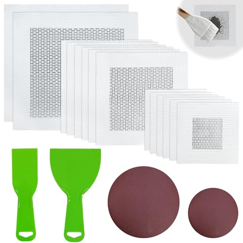 VVJIJILLY 18Pcs Wall Repair Kit, Self Adhesive 2/4/6 Inch Wall Repair Patch and Mesh Plasterboard Patch with Spatula for Drywall, DIY Fix Kit Easy Solution for Cracks Holes and Damaged Surfaces