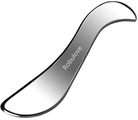Robulove Muscle Scraper Tool, Muscle Scraping Tool,Guasha Massage Scraper,IASTM Tools, Stainless Steel Gua Sha Massage Tool for Physical Therapy（S Shape）