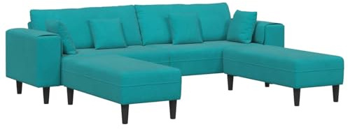 Yisssmeng 4-Sitzer Samtsofa Türkis 250x77x76 cm Modernes Ecksofa mit Federkern Recamiere für Wohnzimmer & Schlafzimmer