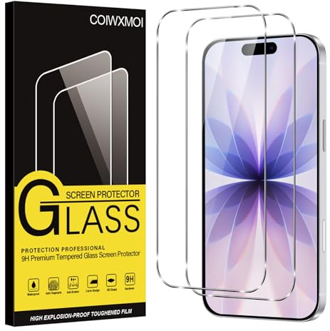 Coiwxmoi 2 Styck, Tempererat Glas för iPhone 17, 9H Hårdhet HD Transparent Skärmskydd, Anti-Repor, Anti-Fingeravtryck, Bubbelfritt, Ultra Hållbart Skärmskydd