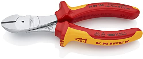 Knipex Alicates de corte diagonal de fuerza cromado, aislados con fundas multicomponentes, según norma VDE 160 mm 74 06 160