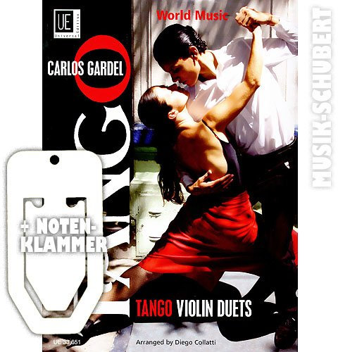 Tango Violin Duets inkl. praktischer Notenklammer - 5 Klassische argentinische Tangos mittelschwer arrangiert für 2 Violinen (broschiert) von Carlos Gardel (Noten/Sheetmusic)