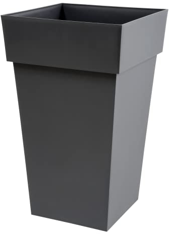 EDA - Pot de Fleur Carré Haut Toscane - Volume 62 L - 39 x 39 x H.65 cm, Gris Anthracite