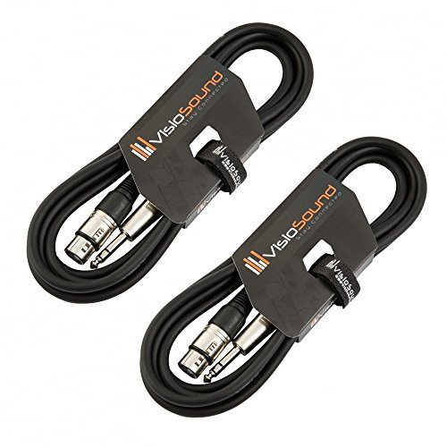 Female XLR 6.35mm Stereo TRS Jack Lead Audio Cable 2 Pack 3m Black/Black | 2 x Noiseless OFC Balanced Signal, Audio, Patch Cable / 4 Colours