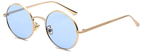 Inlefen Gafas de sol de marco redondo de metal Gafas de sol de círculo vintage para hombre y mujer