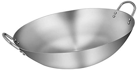 ZXFDMSWJ Poêle Wok 32 INOX 80 cm sans revêtement Anti-adhésif Tous Feux Dont Induction 80 cm