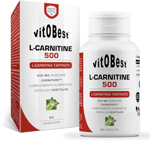 VITOBEST | Aminoácidos L-Carnitine 500 | Contribuye a movilizar la grasa y convertirla en energía | L-Carnitina tartrato (Carnipure™) 500 mg por cápsula | 60 VegeCaps