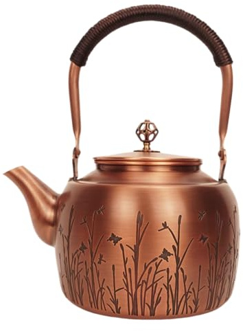 Kkekos Handgefertigte Kupfer-Teekanne für Herd, 2000 ml (Typ 4)