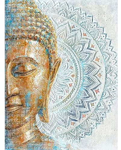 DPHERO DIY Buddha Diamant Painting Bilder für Erwachsene Kinder,5D Mandala Diamond Painting Set,DIY Strass Bilder Religion Diamant Kunst Kits,Runde Steine Diamant Painting für Zuhause Dekor 30x40 cm