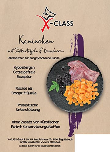 Kaninchen, Truthahn mit Süßkartoffel und Brombeere, Trockenfutter, Hundefutter,12kg, getreidefrei, für ausgewachsene Hunde
