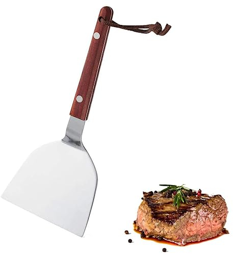 Pfannenwender Edelstahl Grillwender edelstahl Grillspachtel Grillwender Pfannenwender Metall Küchenspachtel groß Klingenmaß für Teppanyaki, Barbecue, Steak, Pizza (Silber)