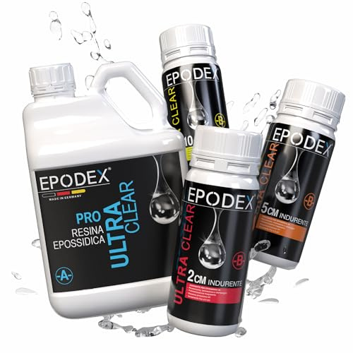 EPODEX Epoxidharz Set PRO Serie für Gießhöhen bis 5cm - 4,5kg | Harz Gießen Set, Beschichtungen, Kunst, Vergüsse, River-Tische, Lampen, Schmuck, kristallklares Epoxy Resin Set