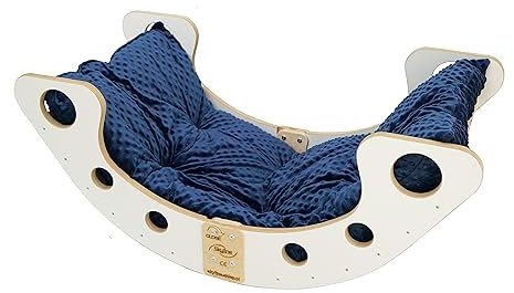 Skyline Kletterbogen Kissen Baby Kleinkind Kinder ab 1 Jahr Indoor Klettern Montessori Klettergerüst Holz Wippe Balancewippe Kletterdreieck Kletterwippe Holzwippe Kletterling Holzbogen M Marineblau