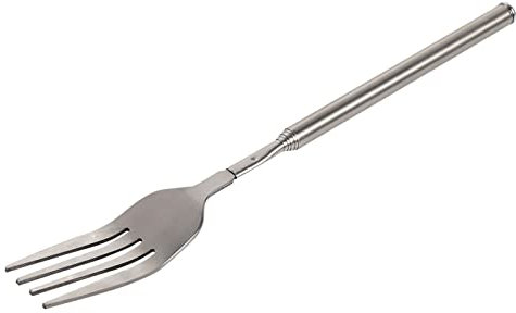 DEEBOW 1x Teleskop Ausziehbare Gabel, Edelstahl, 22-64 cm, Rostschutz, Grillgabel, Tafelgabel