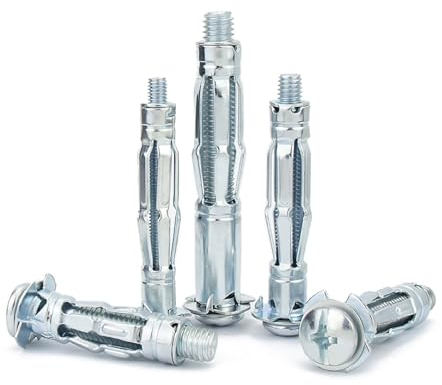 Lakada 30Stück Hohlraumdübel Hohlraum Metalldübel M6 x 52 mm Metall Verzinkt Dübel Hohlwanddübel Spreizdübel für Befestigungen in Gipskartonplatten