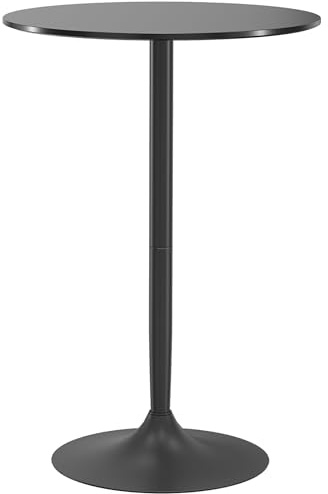 HOMCOM Tavolo Bar Rotondo Ø70x102 cm Salvaspazio Piano Verniciato Nero