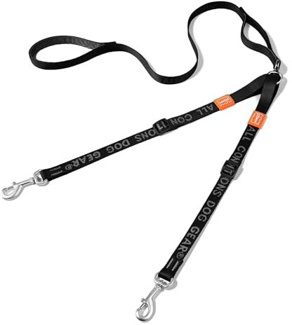 HOWGO Double Dog Leash,Tangle-Free 360 Swivel(Black, Pro M-L w.Handle)