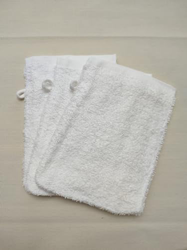 6 x White Premium Cotton Wash Mitts Absorbent Flannel Face Glove Bath