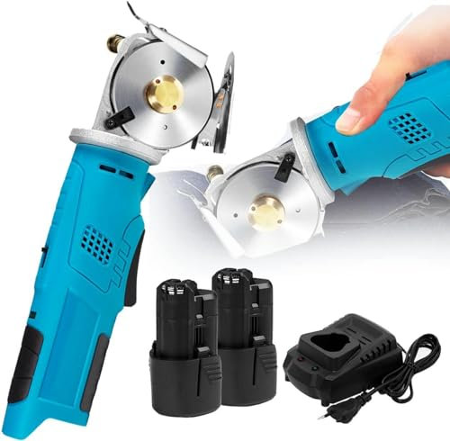 XDRGOOIUY 12V A Forbici Rotonde Elettriche A Forbici Elettriche A Taglio di Stoffa A Taglio, Aderenza Elettrica per Tagliata Rotante con Batteria al Litio 4000 mAh Ricaricabile, 2x4000MAH