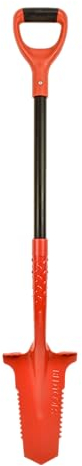 Red Tools Gärtnerspaten Power Head - Spaten mit Wurzelsäge - 115cm - hochwertiges Spatenblatt für steinige & Harte Böden - mit Trittkante und bequemem Soft-Touch-Griff (Rot)