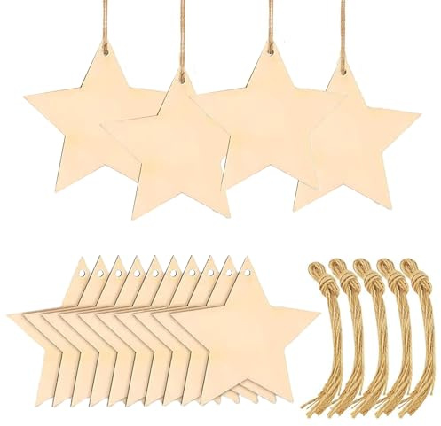 50 Natur Sterne Holzsterne Weihnachten Anhänger Holzanhänger Deko 8 cm Christbaumanhänger Sternanhänger