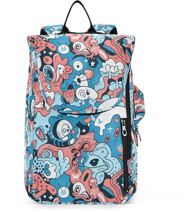 Amooorous Tennis-Rucksack für Erwachsene, niedlicher stabiler blauer Himmel, niedliches Kritzelei-Kunst, 2 Schläger, gepolsterte Tennistasche, Turnbeutel für Tennis, Badminton, Pickleball