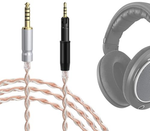 Cavo audio di ricambio Geekria Apollo placcato argento, compatibile con cuffie Sennheiser HD 620S/HD 550/HD 505/HD 560S/HD 400 PRO/HD 599/HD 598/HD 579/HD 569, con connettore 4,4 mm (4 ft / 1,2