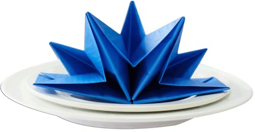 4 x Luxus gefaltete blaue Servietten. Einweg-Papierservietten mit Leinen-Feeling, weich, 3-lagig, mit Stern. Groß, elegant, stilvoll für Abendessen, Party, Hochzeit, Restaurant. 40 x 60 cm (16 x 24