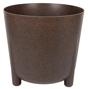 Cofan Maceta Decorativa con Patas | Tapón de Drenaje Incluido | Color: café o Crema | Medidas: Ø34,1 x 32 cm | Ideal para Interior y Exterior (Café, Ø34,1 x 32 cm)