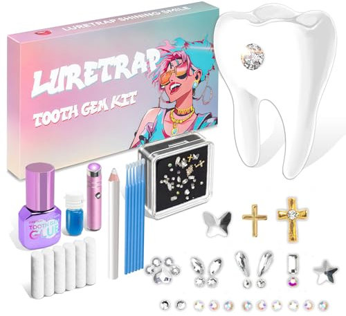 Luretrap DIY Tooth Gem Kit Zahnschmuck Set Y2K Trendiges 30-teiliges Kristallzahn-Edelstein-Set – Entfesseln Sie Ihr funkelndes Lächeln