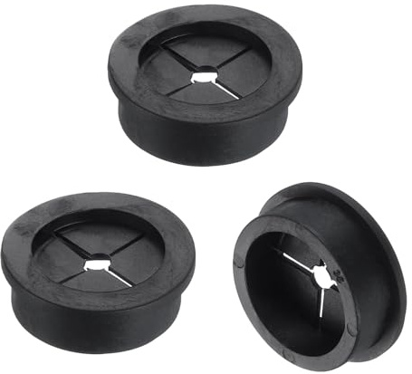 sourcing map 3 Pcs Cable Cord Grommet, 1 3/8 Inch (35mm) Desk Grommet Flexible Rubber Grommets Wire Hole Cover Pass Through for Office Computer Desk Wire Organizer, Black