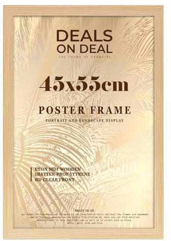 DEALS ON DEAL® Large Pine Poster Frame 45x55 cm Picture Frame Jigsaw Puzzle | Mdf Wooden 55 x 45 cm | Solid Mdf Hd Clear Front | Vertical or Horizontal