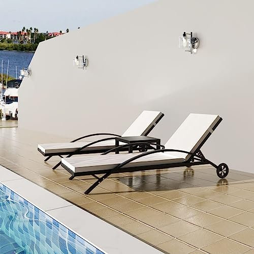 Xichuzi Sonnenliegen mit Tisch Poly Rattan Schwarz, Gartenliege, Liegestuhl, Sonnenstuhl, Sonneninsel Outdoor, Liegen, Gartenmöbel, Bäderliege, Relaxliege - 42497