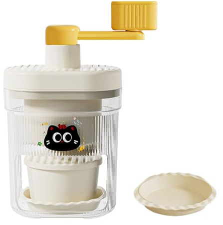 MiOYOOW Mini Tritaghiaccio Manuale per Ghiaccio, 23 x 12 cm Macchina per Ghiaccio Tritato a Manovella con 1 Ciotola e 2 Vassoi, Tritatutto per Frullati, Cocktail e Bevande Estive