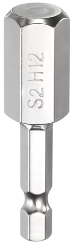 QUARKZMAN H12 Embout de Tournevis à Tête Hexagonale 12mm Métrique Pointe Plate 1/4 Tige Hexagonale 50mm (2) Long Clé à Embout Magnétique Pour Perceuse à Vis, Douille Chromée