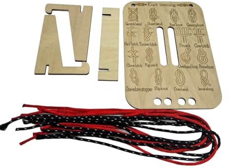Learn Knot Training Board with Rope – Essential Knot Tying Kit for Camping, Fishing, Hiking & Survival(1PC)