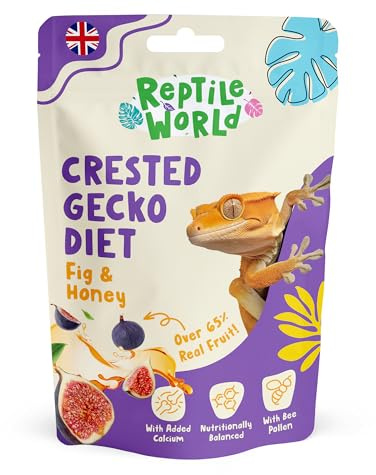 Reptile World Crested Gecko Diet - Fig & Honey 60g | Complete Food for Geckos, All Natural, Over 65% Real Fruit, Made in the UK
