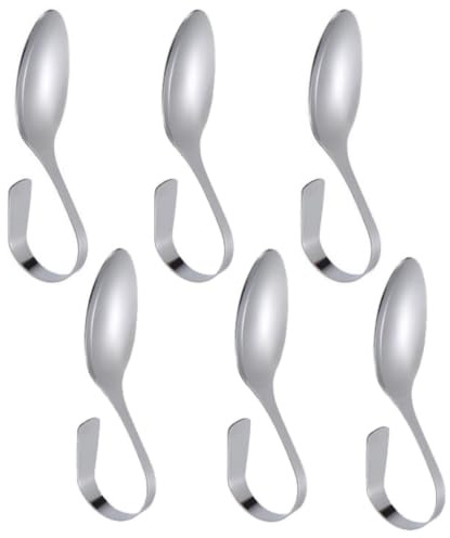 CUEMOON 6 Stück Häppchenlöffel, Edelstahl Marmeladenlöffel Gebogenem Griff für Tee Kaffee Dessert Kuchen Eiscreme Eisbecher Party Küche Deko, Silber